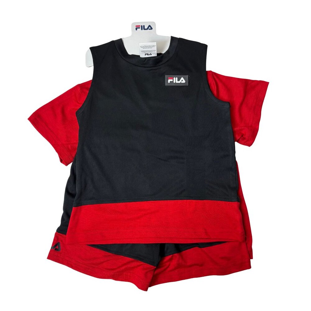 Fila Boys’ 3-Piece Summer Set – Red & Black